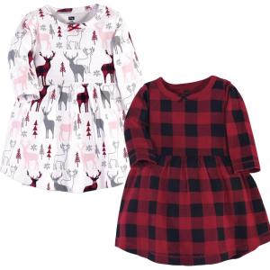 image:imageLuvable Friends Hudson Baby LongSleeve Dresses 2pkWoodland Fawn Red
