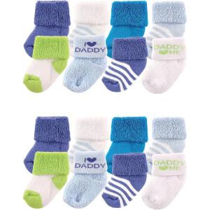 image:imageLuvable Friends Unisex Baby Baby Cotton Rich Terry Socks 16PackBlue Daddy