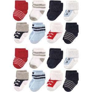 image:imageLuvable Friends Unisex Baby Baby Cotton Rich Terry Socks 16PackRed Navy Sneakers
