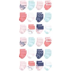 image:imageLuvable Friends Unisex Baby Cotton Rich Baby Terry Socks 24PackCoral Mint Stripe