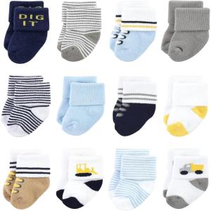 image:imageLuvable Friends Unisex Baby Newborn and Baby Terry SocksBulldozer 12pack