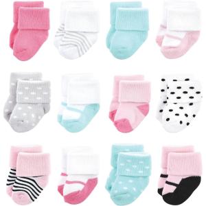 image:imageLuvable Friends Unisex Baby Newborn and Baby Terry SocksMint Pink Mary Janes 12pack