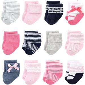 image:imageLuvable Friends Unisex Baby Newborn and Baby Terry SocksPink Scroll 12pack