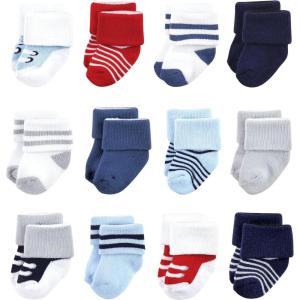 image:imageLuvable Friends Unisex Baby Newborn and Baby Terry SocksRed Navy Sneakers 12pack