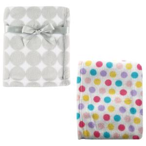 image:imageCoral Fleece amp Fleece Blanket 2PackGray DotsPink Dots