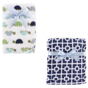 image:imageCoral Fleece amp Fleece Blanket 2PackNavy TrellisTurtles