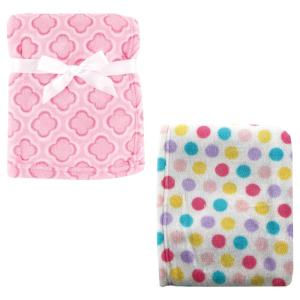 image:imageCoral Fleece amp Fleece Blanket 2PackPink CloverPink Dots