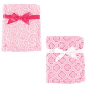 image:imageCoral Fleece amp Fleece Blanket 2PackPink CloverPink Rose