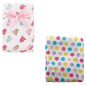 image:imageCoral Fleece amp Fleece Blanket 2PackPink DotsBirdies