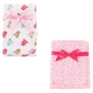 image:imageCoral Fleece amp Fleece Blanket 2PackPink RoseBirdies