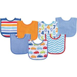 image:imageLuvable Friends Baby Cotton Terry Drooler Bibs with PEVA Back Transportation One SizeBlue Car