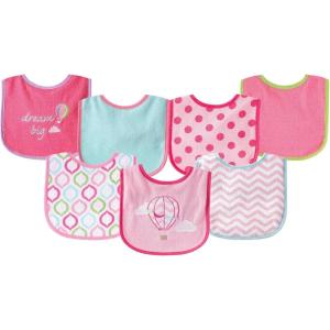 image:imageLuvable Friends Baby Cotton Terry Drooler Bibs with PEVA Back Transportation One SizePink Balloon