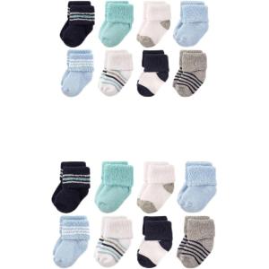 image:imageLuvable Friends Baby Grow with Me Cotton Terry SocksMint Navy Stripes 16pack