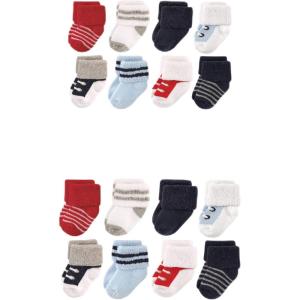 image:imageLuvable Friends Baby Grow with Me Cotton Terry SocksRed Navy Sneakers 16pack