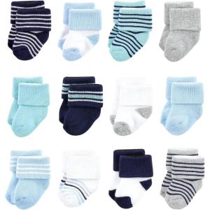 image:imageLuvable Friends Baby Newborn and Baby Terry SocksMint Navy Stripes 12pack