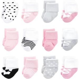 image:imageLuvable Friends Baby Newborn and Baby Terry SocksPink Black Ballet 12pack