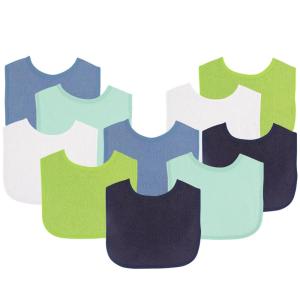 image:imageLuvable Friends Unisex Baby Cotton Terry Bibs Blue Orange One SizeBoy Solid Green