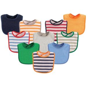 image:imageLuvable Friends Unisex Baby Cotton Terry Bibs Blue Orange One SizeBoy Stripe