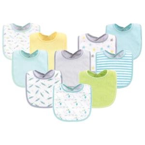 image:imageLuvable Friends Unisex Baby Cotton Terry Bibs Blue Orange One SizeNeutral Elephant Stars
