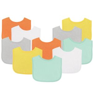 image:imageLuvable Friends Unisex Baby Cotton Terry Bibs Blue Orange One SizeNeutral Solid