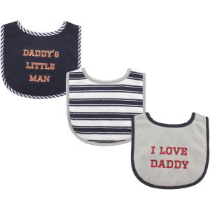 image:imageLuvable Friends Unisex Baby Cotton Terry Drooler Bibs with Fiber FillingBoy Daddy 3pack