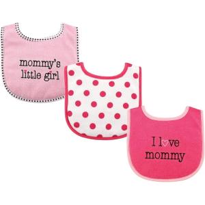 image:imageLuvable Friends Unisex Baby Cotton Terry Drooler Bibs with Fiber FillingGirl Mommy 3pack