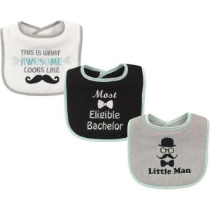 image:imageLuvable Friends Unisex Baby Cotton Terry Drooler Bibs with Fiber FillingLittle Man 3pack