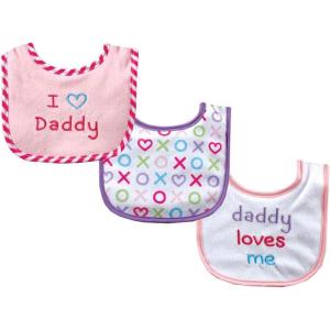 image:imageLuvable Friends Unisex Baby Cotton Terry Drooler Bibs with Fiber FillingPink Daddy