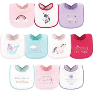 image:imageLuvable Friends Unisex Baby Cotton Terry Drooler Bibs with Fiber FillingUnicorns and Mermaids