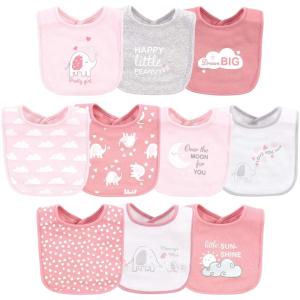image:imageLuvable Friends Unisex Baby Interlock Cotton Drooler Bibs Girl Basic Elephant One SizeGirl Basic Elephant