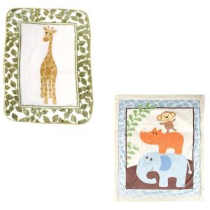image:imageHigh Pile amp Sherpa Blanket 2PackBlue SafariGiraffe