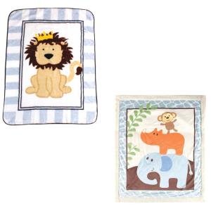 image:imageHigh Pile amp Sherpa Blanket 2PackBlue SafariLion
