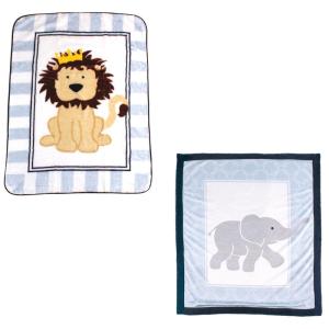 image:imageHigh Pile amp Sherpa Blanket 2PackElephantLion