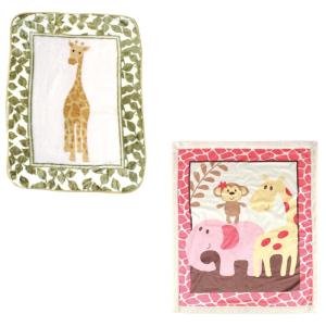 image:imageHigh Pile amp Sherpa Blanket 2PackPink SafariGiraffe