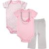image:imageLuvable Friends Unisex Baby Cotton Bodysuit and PantPink Gray