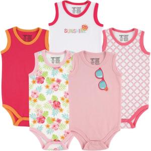 image:imageLuvable Friends Unisex Baby Cotton Sleeveless BodysuitsGirl Sunglasses 5pack