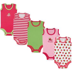 image:imageLuvable Friends Unisex Baby Cotton Sleeveless BodysuitsPink Strawberry 5pack