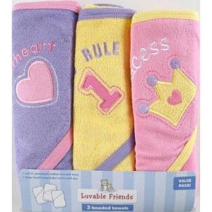 image:imageLuvable Friends 3Pack Applique Hooded Towels PinkPink