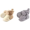 image:imageLuvable Friends Girl Cozy Fleece Booties 2Pack Cream Tan Heather Gray 1824 Months