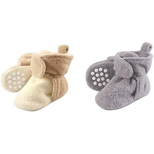 image:imageLuvable Friends Girl Cozy Fleece Booties 2Pack Cream Tan Heather Gray 1824 Months