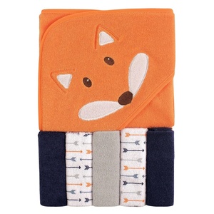 image:imageLuvable Friends Hooded Towel and 5 Washcloths Boy Fox