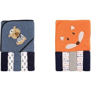 image:imageLuvable Friends Hooded Towel with Washcloths Ikat Elephant and OwlDog Fox