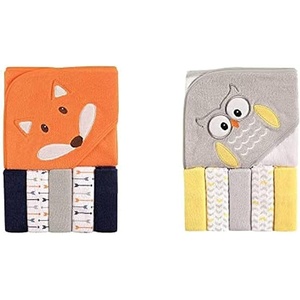 image:imageLuvable Friends Hooded Towel with Washcloths Ikat Elephant and OwlFox Owl