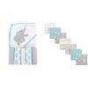 image:imageLuvable Friends Hooded Towel with Five Washcloths Ikat Elephant and Cotton Flannel Receiving Blankets Basic ElephantBasic Elephant