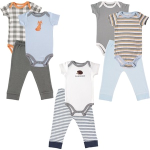 image:imageLuvable Friends 5 Bodysuits amp 3 Pants Outfit Set Blue amp Gray 03 MonthsBlue  Gray