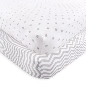 image:imageLuvable Friends Unisex Baby Fitted Crib Sheet Girl Basic Elephant One SizeGray Chevron Dot