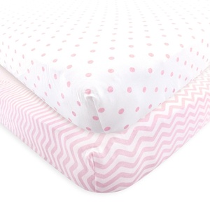 image:imageLuvable Friends Unisex Baby Fitted Crib Sheet Girl Basic Elephant One SizePink Chevron Dot