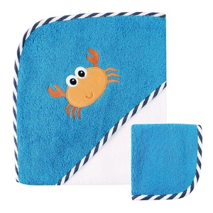 image:imageLuvable Friends Unisex Baby Cotton Hooded Towel and Washcloth Turtle One SizeCrab