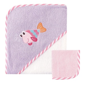 image:imageLuvable Friends Unisex Baby Cotton Hooded Towel and Washcloth Turtle One SizeFish