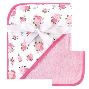 image:imageLuvable Friends Unisex Baby Cotton Hooded Towel and Washcloth Turtle One SizeFloral